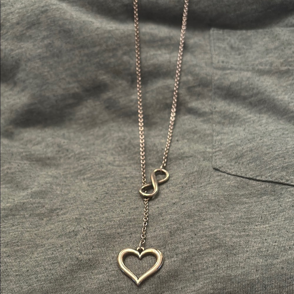 Elegant Silver Heart and Infinity Necklace
